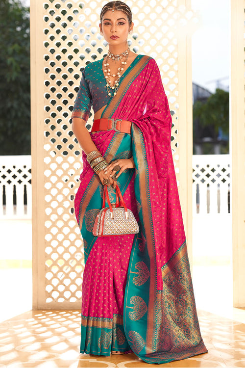 Load image into Gallery viewer, Engrossing Dark Pink Soft Banarasi Silk Saree With Arresting Blouse Piece
