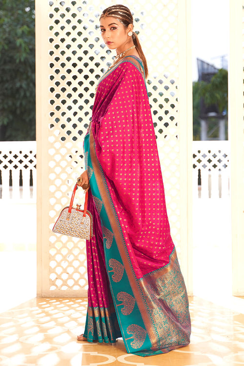 Load image into Gallery viewer, Engrossing Dark Pink Soft Banarasi Silk Saree With Arresting Blouse Piece
