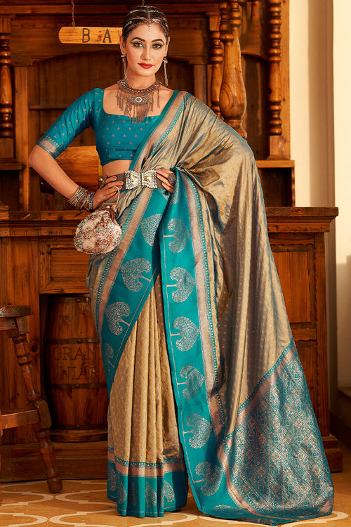 Load image into Gallery viewer, Blissful Dark Beige Soft Banarasi Silk Saree With Stunner Blouse Piece
