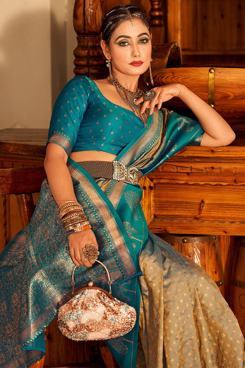 Load image into Gallery viewer, Blissful Dark Beige Soft Banarasi Silk Saree With Stunner Blouse Piece
