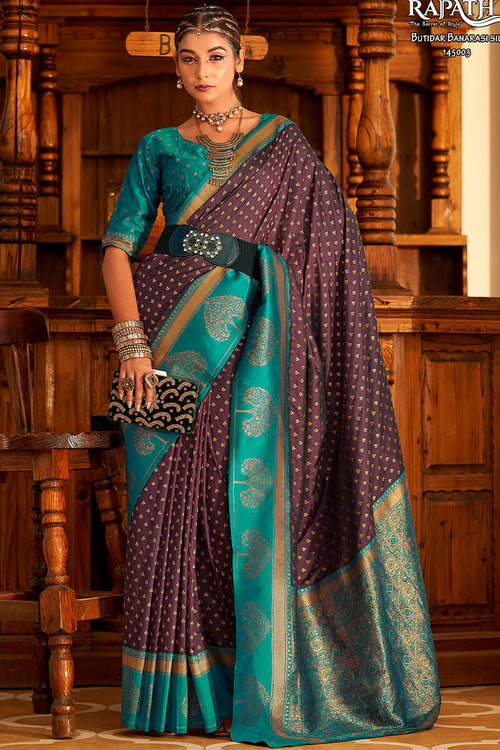 Load image into Gallery viewer, Felicitous Wine Soft Banarasi Silk Saree With Sumptuous Blouse Piece
