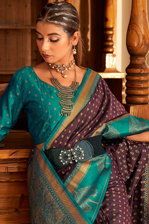 Load image into Gallery viewer, Felicitous Wine Soft Banarasi Silk Saree With Sumptuous Blouse Piece
