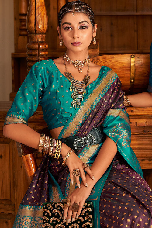 Load image into Gallery viewer, Felicitous Wine Soft Banarasi Silk Saree With Sumptuous Blouse Piece
