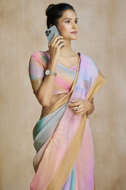 Load image into Gallery viewer, Sempiternal Multicolor Soft Banarasi Silk Saree With Amiable Blouse Piece
