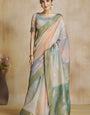 Enchanting Grey Soft Banarasi Silk Saree With Jubilant Blouse Piece