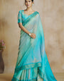 Ravishing Turquoise Soft Banarasi Silk Saree With Ethereal Blouse Piece