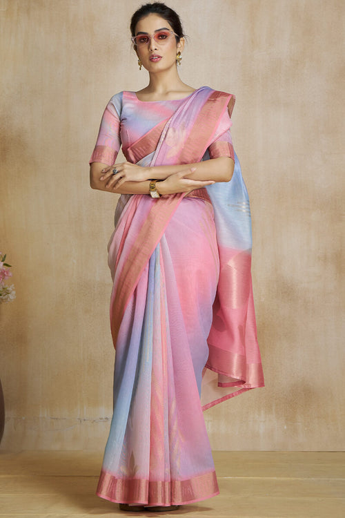 Load image into Gallery viewer, Dulcet Pink Soft Banarasi Silk Saree With Vibrant Blouse Piece
