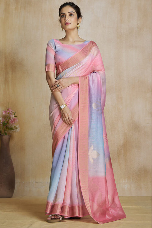 Load image into Gallery viewer, Dulcet Pink Soft Banarasi Silk Saree With Vibrant Blouse Piece
