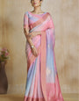 Dulcet Pink Soft Banarasi Silk Saree With Vibrant Blouse Piece