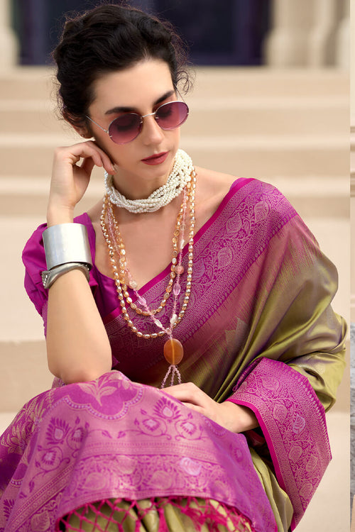 Load image into Gallery viewer, Ravishing Mustard Soft Banarasi Silk Saree With Delightful Blouse Piece
