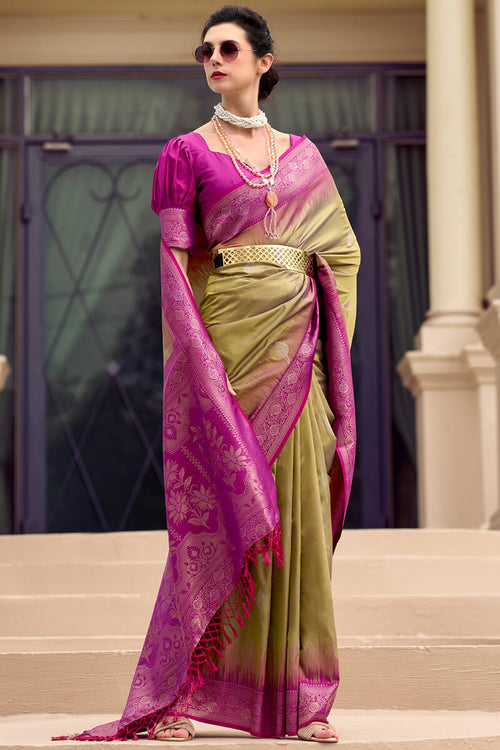 Load image into Gallery viewer, Ravishing Mustard Soft Banarasi Silk Saree With Delightful Blouse Piece
