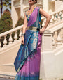 Stunner Lavender Soft Banarasi Silk Saree With Beauteous Blouse Piece