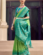 Desuetude Green Soft Banarasi Silk Saree With Palimpsest Blouse Piece