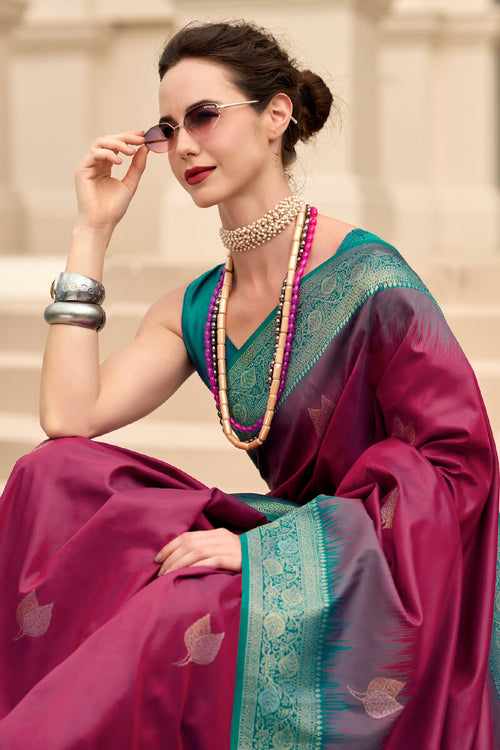 Load image into Gallery viewer, Sempiternal Maroon Soft Banarasi Silk Saree With Pleasurable Blouse Piece
