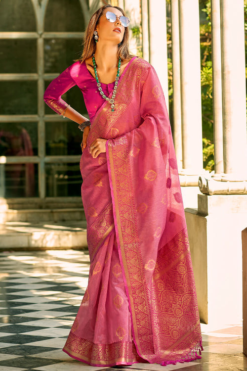 Load image into Gallery viewer, Ravishing Dark Pink Soft Banarasi Tissue Silk Saree With Inspiring Blouse Piece
