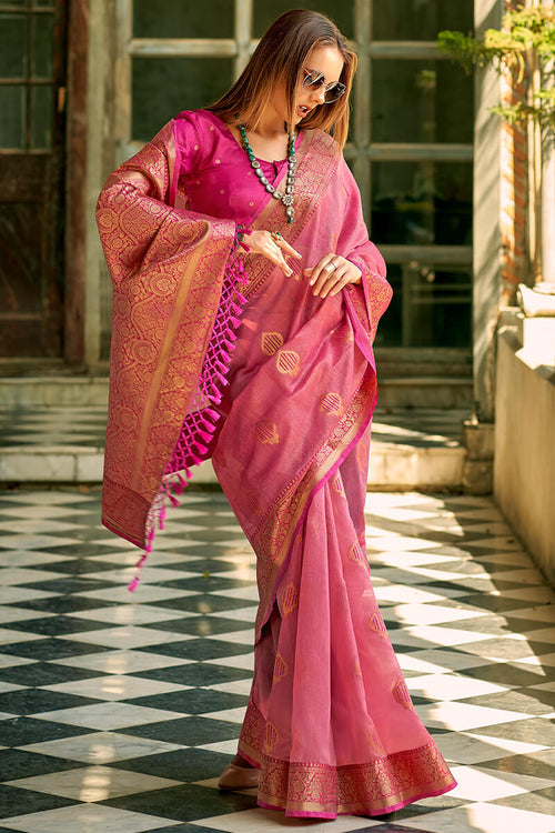 Load image into Gallery viewer, Ravishing Dark Pink Soft Banarasi Tissue Silk Saree With Inspiring Blouse Piece
