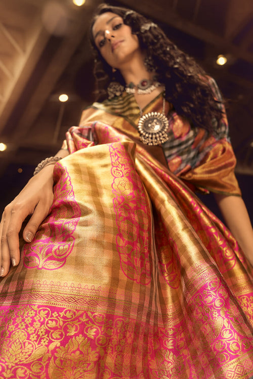 Load image into Gallery viewer, Radiant Grey and Pink Soft Banarasi Silk Saree With Impressive Blouse
