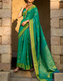 Opulent Green Soft Banarasi Silk Saree With Rhapsody Blouse