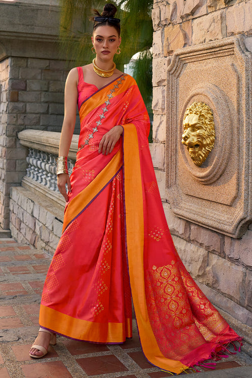 Load image into Gallery viewer, Winsome Red Soft Banarasi Silk Saree With Nebula Blouse
