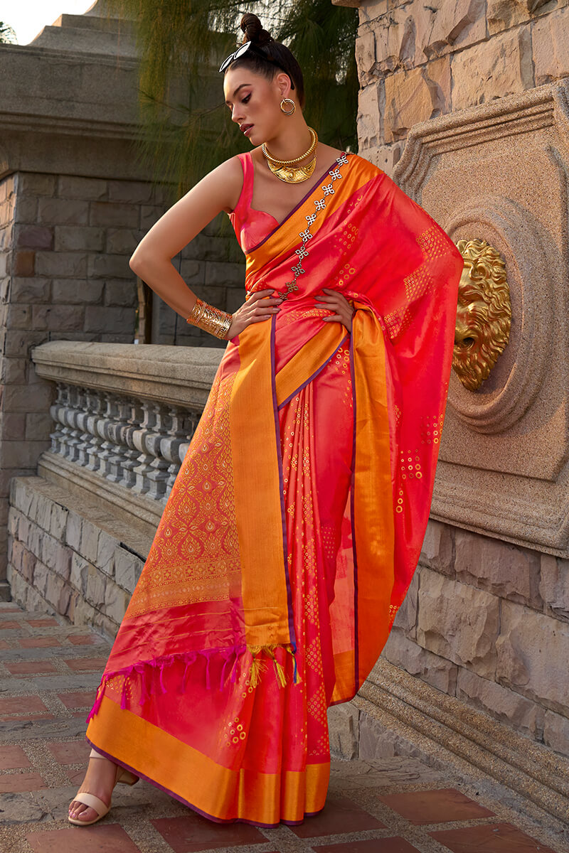 Winsome Red Soft Banarasi Silk Saree With Nebula Blouse