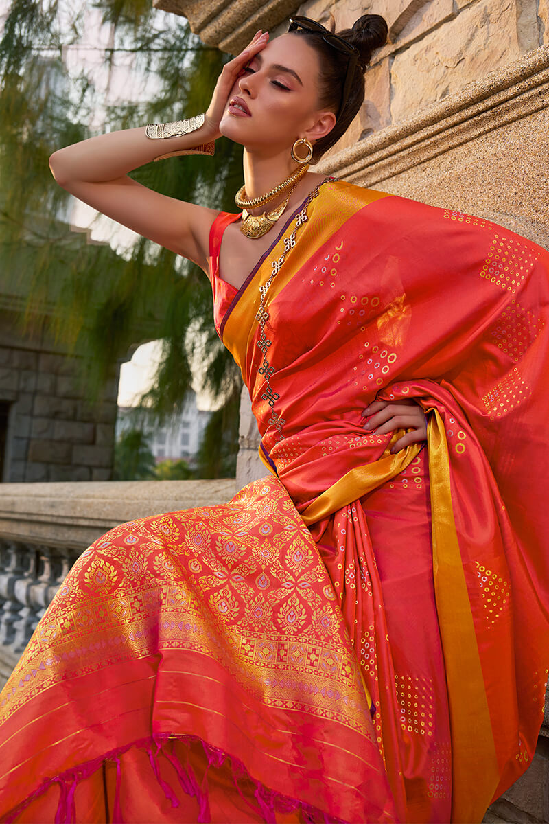 Winsome Red Soft Banarasi Silk Saree With Nebula Blouse