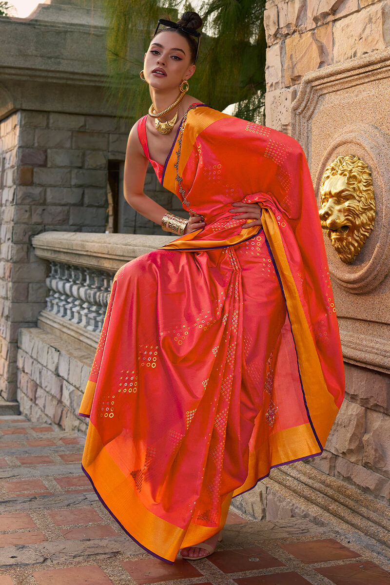 Winsome Red Soft Banarasi Silk Saree With Nebula Blouse