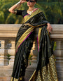 Resonant Black Soft Banarasi Silk Saree With Ineffable Blouse