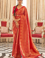 Twirling Red Kanjivaram Silk Saree with Classic Blouse Piece