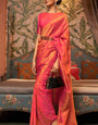 Mesmeric Pink Kanjivaram Silk Saree with Glorious Blouse Piece