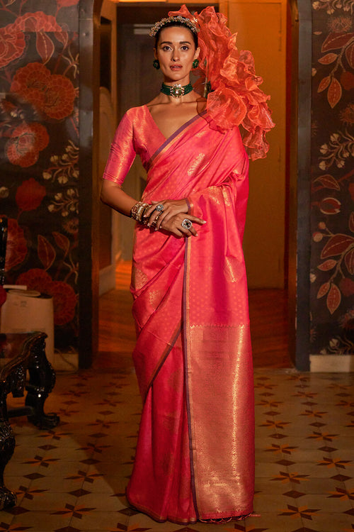 Load image into Gallery viewer, Capricious Pink Soft Banarasi Silk Saree With Phenomenal Blouse Piece
