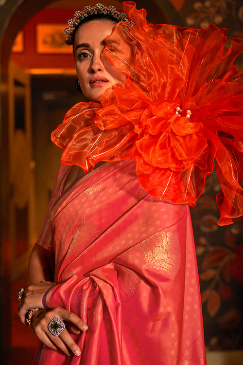 Load image into Gallery viewer, Capricious Pink Soft Banarasi Silk Saree With Phenomenal Blouse Piece
