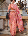 Smart Peach Pashmina saree With Majesty Blouse Piece