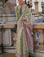 Fairytale Pista Pashmina saree With Bewitching Blouse Piece