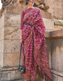 Surreptitious Wine Pashmina saree With Confounding Blouse Piece