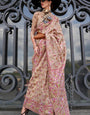 Tempting Beige Pashmina saree With Proficient Blouse Piece