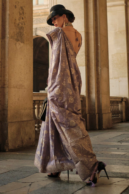 Load image into Gallery viewer, Mellifluous Lavender Soft Banarasi Silk Saree With Scintilla Blouse Piece
