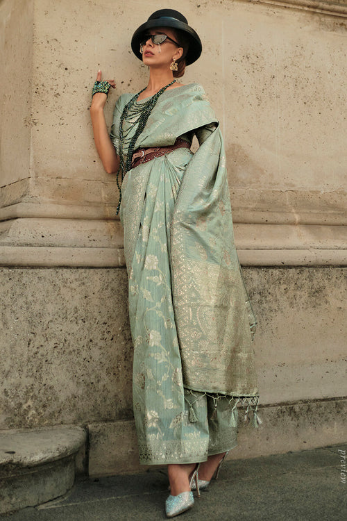 Load image into Gallery viewer, Tremendous Pista Soft Banarasi Silk Saree With Scrumptious Blouse Piece
