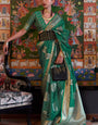 Lassitude Rama Organza Silk Saree With Epiphany Blouse Piece