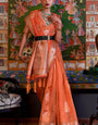 Effervescent Orange Organza Silk Saree With Cynosure Blouse Piece