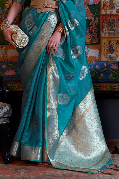 Turquoise Blue Solid Art Silk Saree - Buy Turquoise Blue Solid Art Silk  Saree online in India