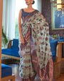 Splendorous Sea Green Organza Silk Saree With Glittering Blouse Piece