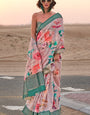 Charming Baby Pink Digital Printed Cotton Silk Saree With Appealing Blouse Piece