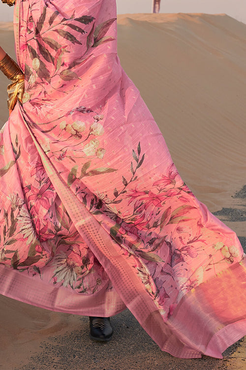 Load image into Gallery viewer, Hypnotic Pink Digital Printed Cotton Silk Saree With Preferable Blouse Piece
