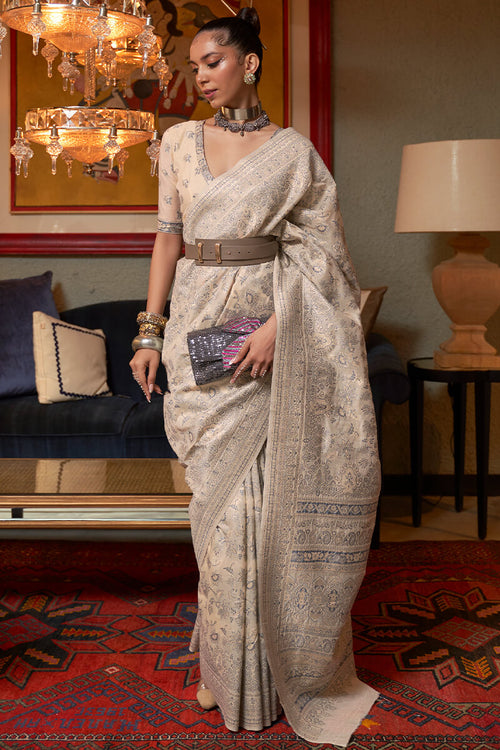 Load image into Gallery viewer, Amiable Beige Cotton Silk Saree With Unequalled Blouse Piece
