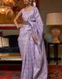 Smashing Lavender Cotton Silk Saree With Devastating Blouse Piece