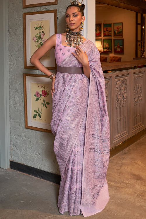 Load image into Gallery viewer, Ephemeral Baby Pink Cotton Silk Saree With Effervescent Blouse Piece
