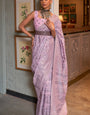 Ephemeral Baby Pink Cotton Silk Saree With Effervescent Blouse Piece