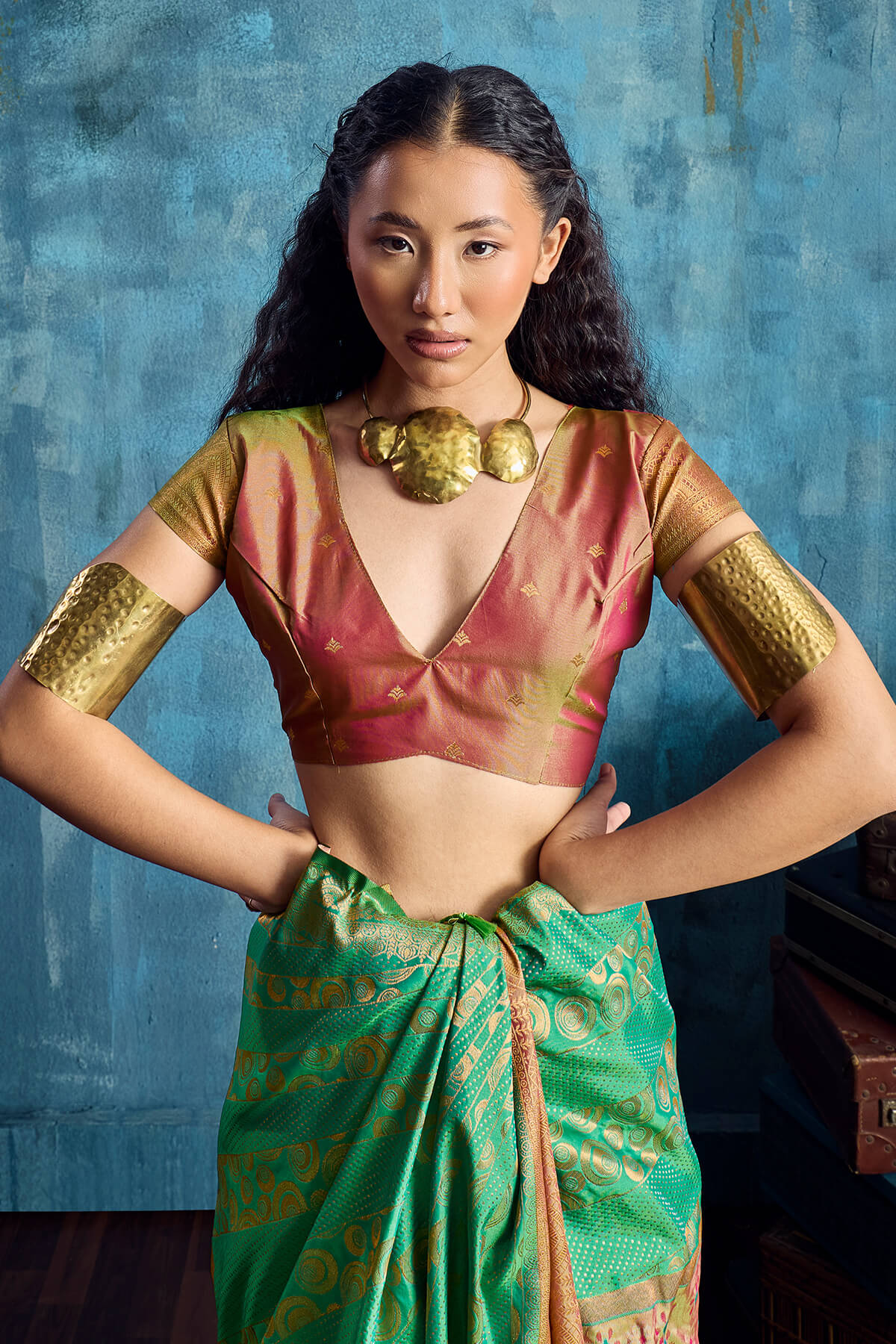 Amiable Green Soft Pochampally Silk Saree With Jazzy Blouse Piece
