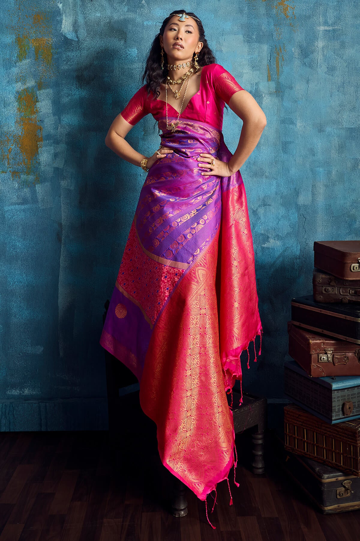 Angelic Purple Soft Pochampally Silk Saree With Prodigal Blouse Piece