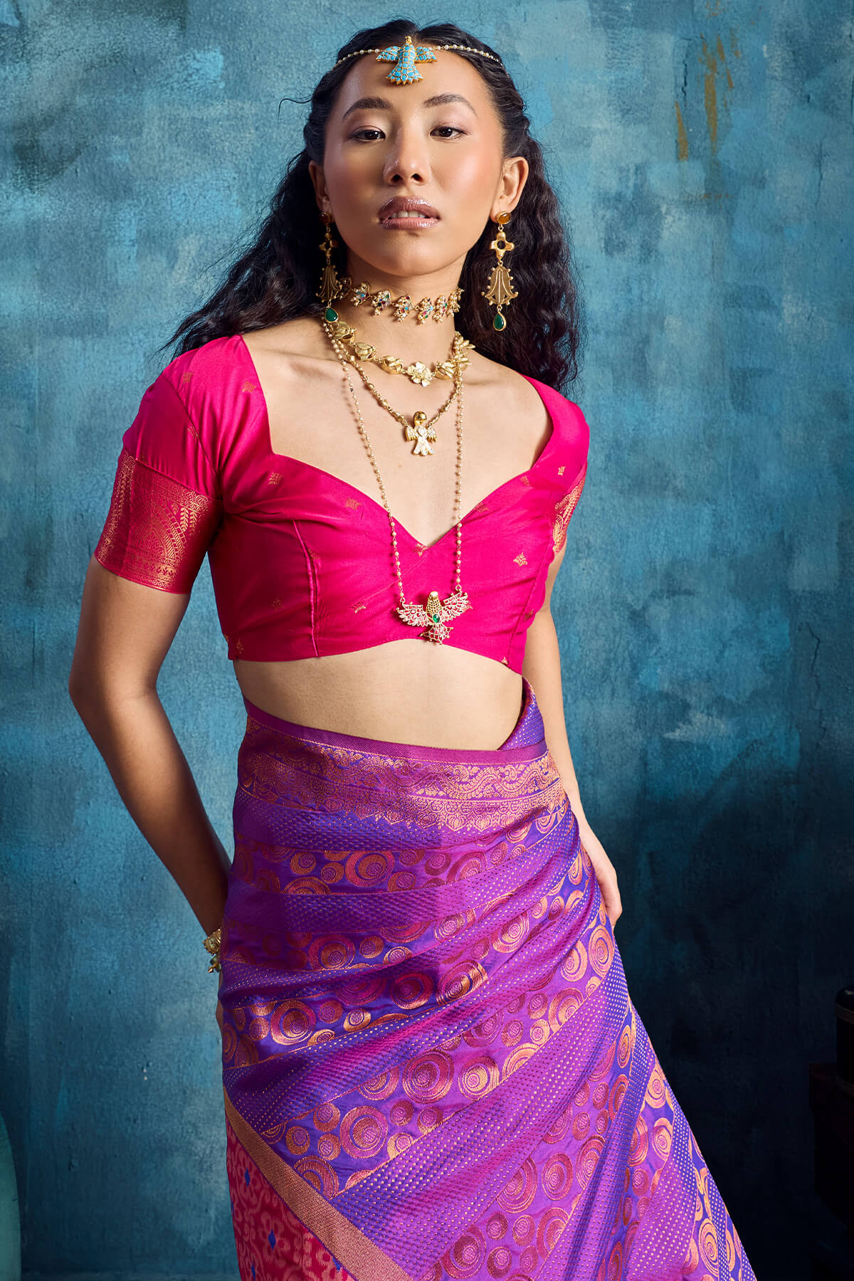 Angelic Purple Soft Pochampally Silk Saree With Prodigal Blouse Piece